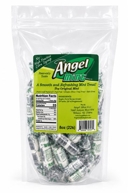 Angel Mint 8 oz bag of individually wrapped peppermints