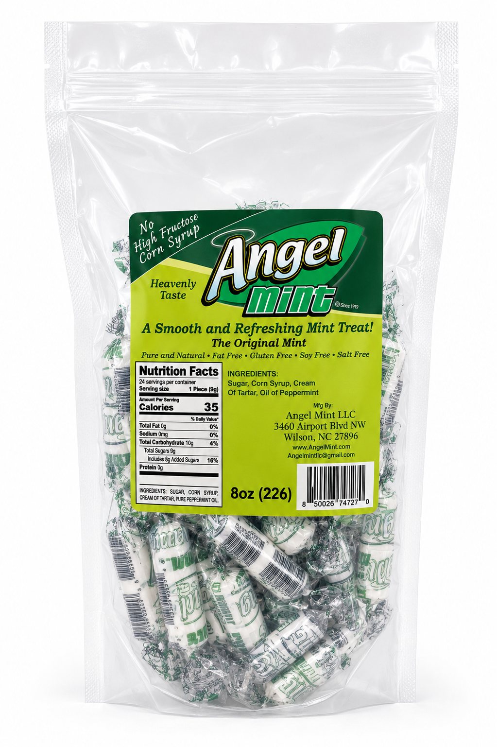 Angel Mint 8 oz bag of individually wrapped peppermints